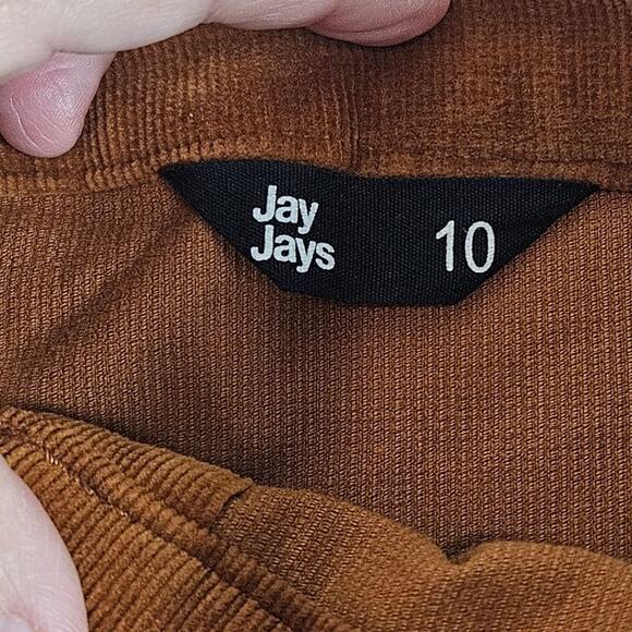 Jay Jays Corduroy Skirt Womens Sz 10 Brown Button Down Hippie Boho cottagecore - Picture 2 of 8